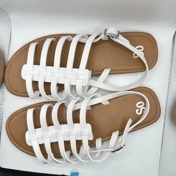SO Women's White Ankle Strap Sandals Size 10 Casual Summer Shoes - Picture 3 of 4